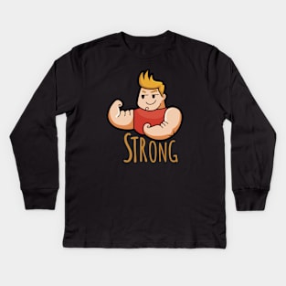 strong man sign hand Kids Long Sleeve T-Shirt